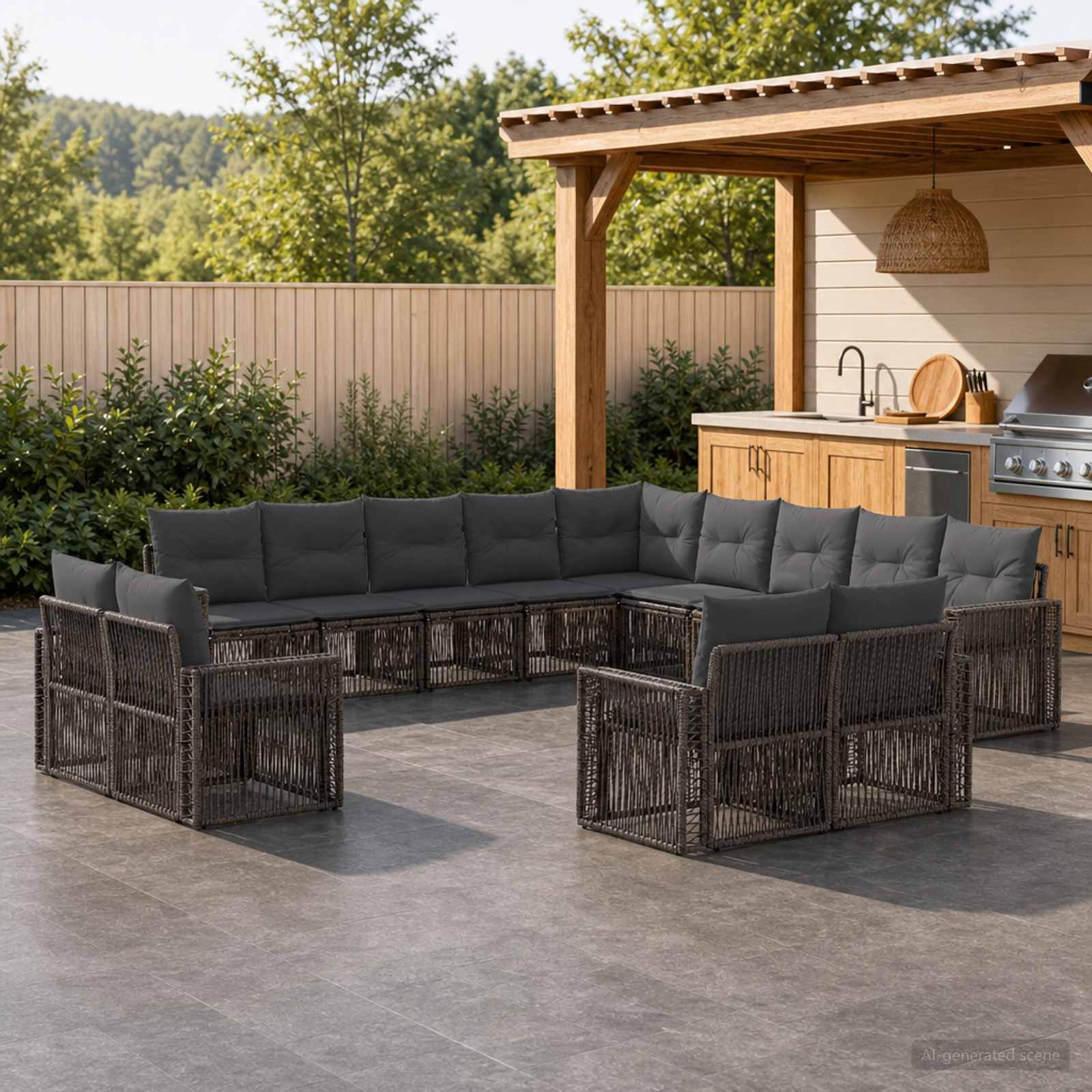 Tuinbankenset 13 pcs Grijs en Donkergrijs poly rattan is nu te koop bij PeponiXL, paradijselijk wonen!