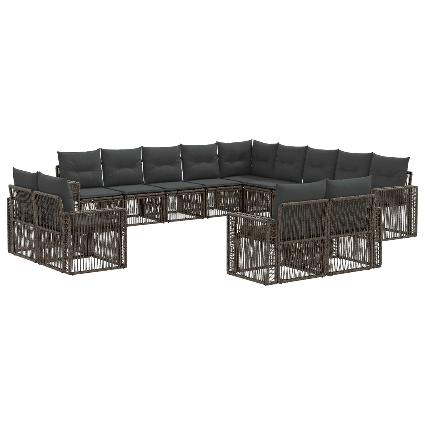 Tuinbankenset 13 pcs Grijs en Donkergrijs poly rattan is nu te koop bij PeponiXL, paradijselijk wonen!