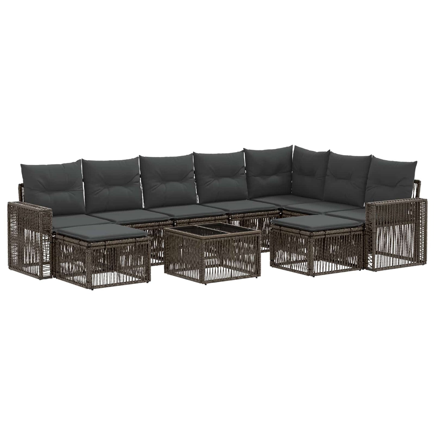 Tuinbankenset 10 pcs Grijs en Donkergrijs poly rattan is nu te koop bij PeponiXL, paradijselijk wonen!