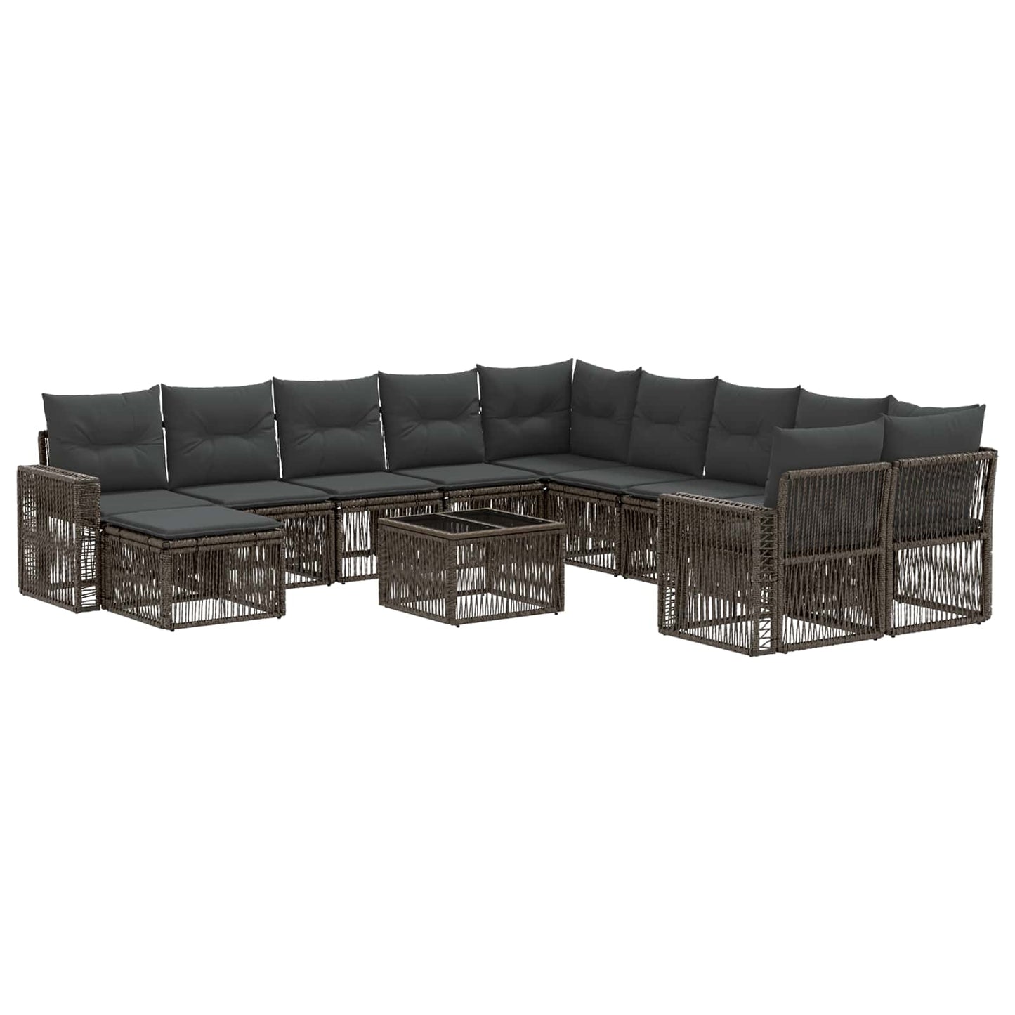 Tuinbankenset 12 pcs Grijs en Donkergrijs poly rattan is nu te koop bij PeponiXL, paradijselijk wonen!