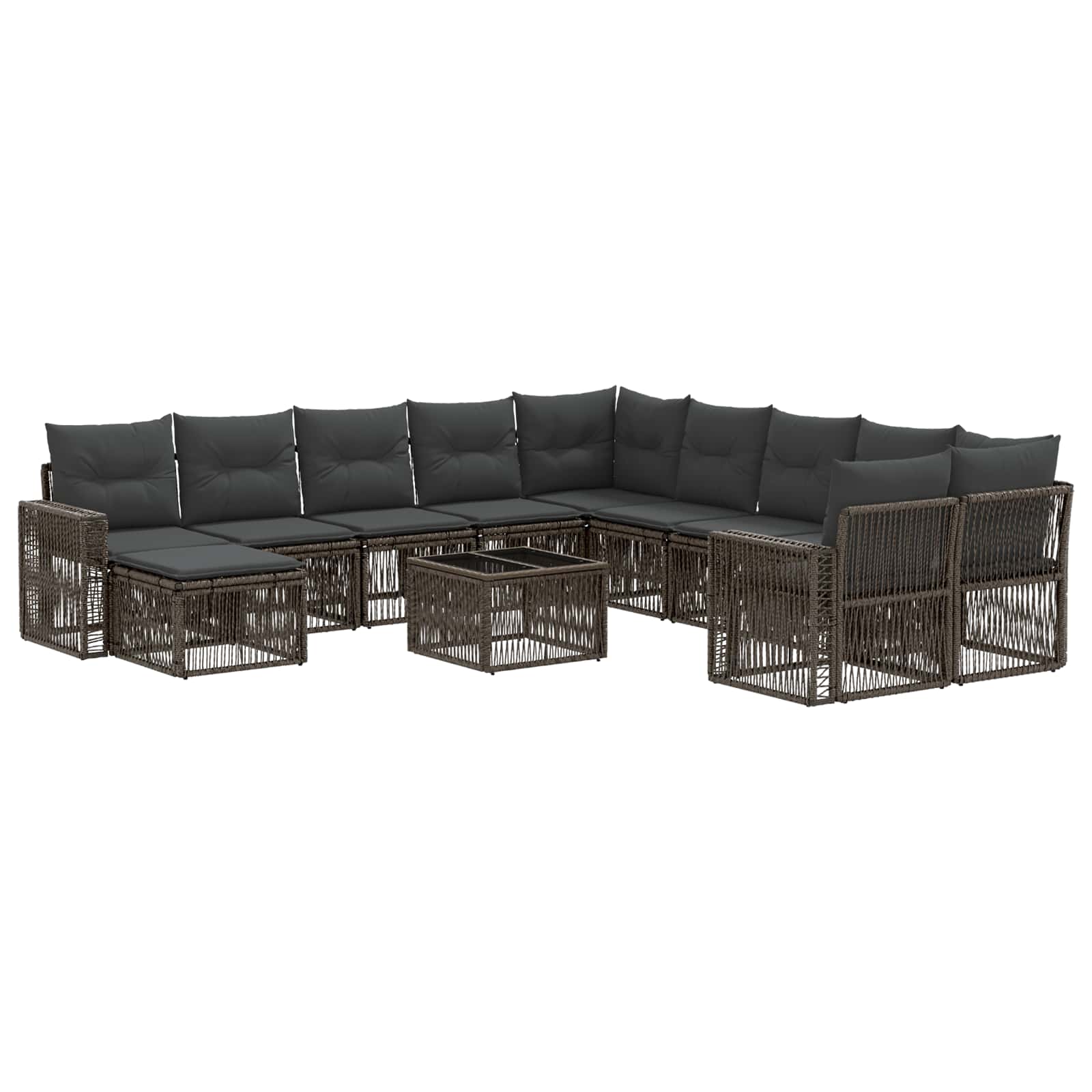 Tuinbankenset 12 pcs Grijs en Donkergrijs poly rattan is nu te koop bij PeponiXL, paradijselijk wonen!