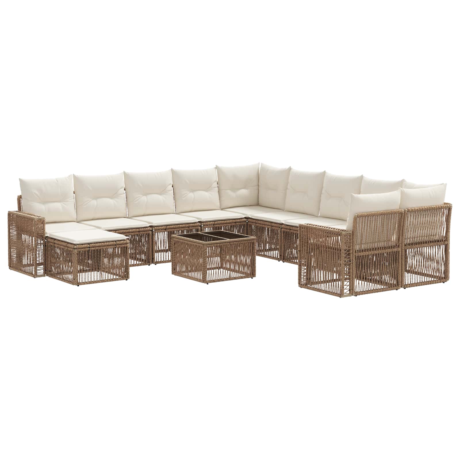 Tuinbankenset 12 pcs Beige en Crème Wit poly rattan is nu te koop bij PeponiXL, paradijselijk wonen!
