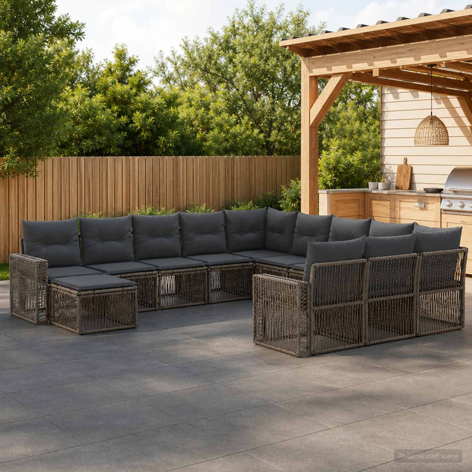 Tuinbankenset 12 pcs Grijs en Donkergrijs poly rattan is nu te koop bij PeponiXL, paradijselijk wonen!