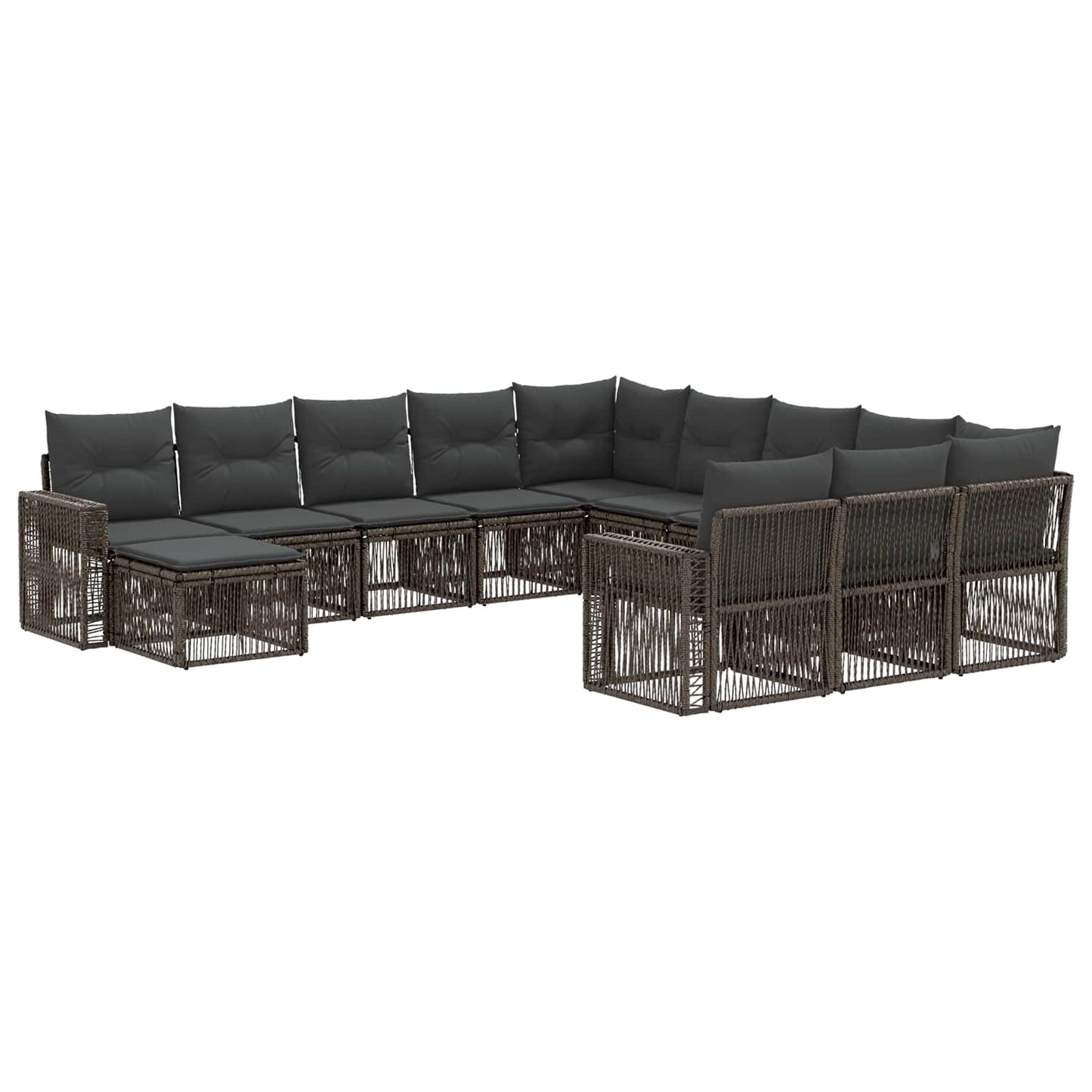 Tuinbankenset 12 pcs Grijs en Donkergrijs poly rattan is nu te koop bij PeponiXL, paradijselijk wonen!