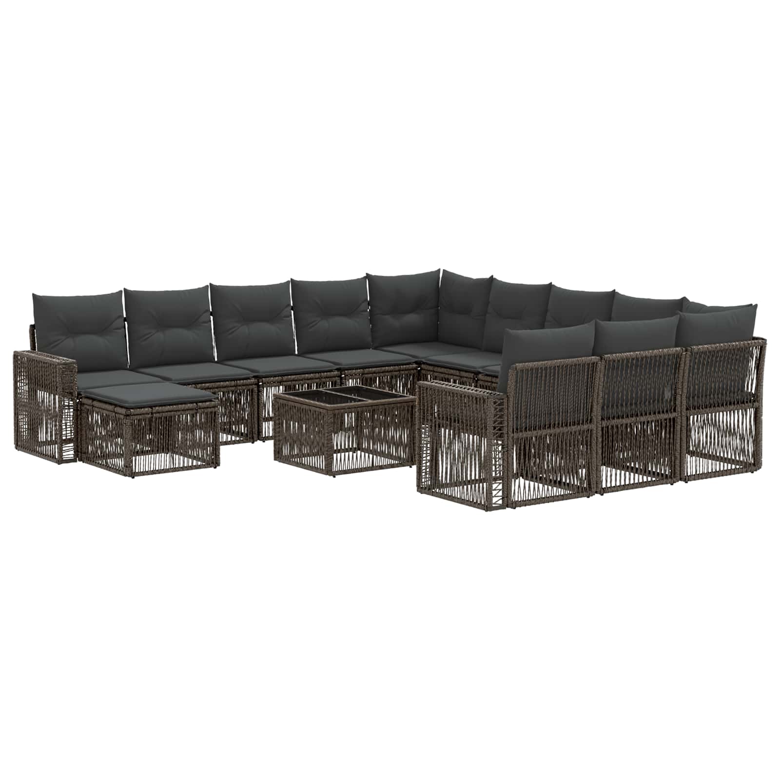 Tuinbankenset 13 pcs Grijs en Donkergrijs poly rattan is nu te koop bij PeponiXL, paradijselijk wonen!