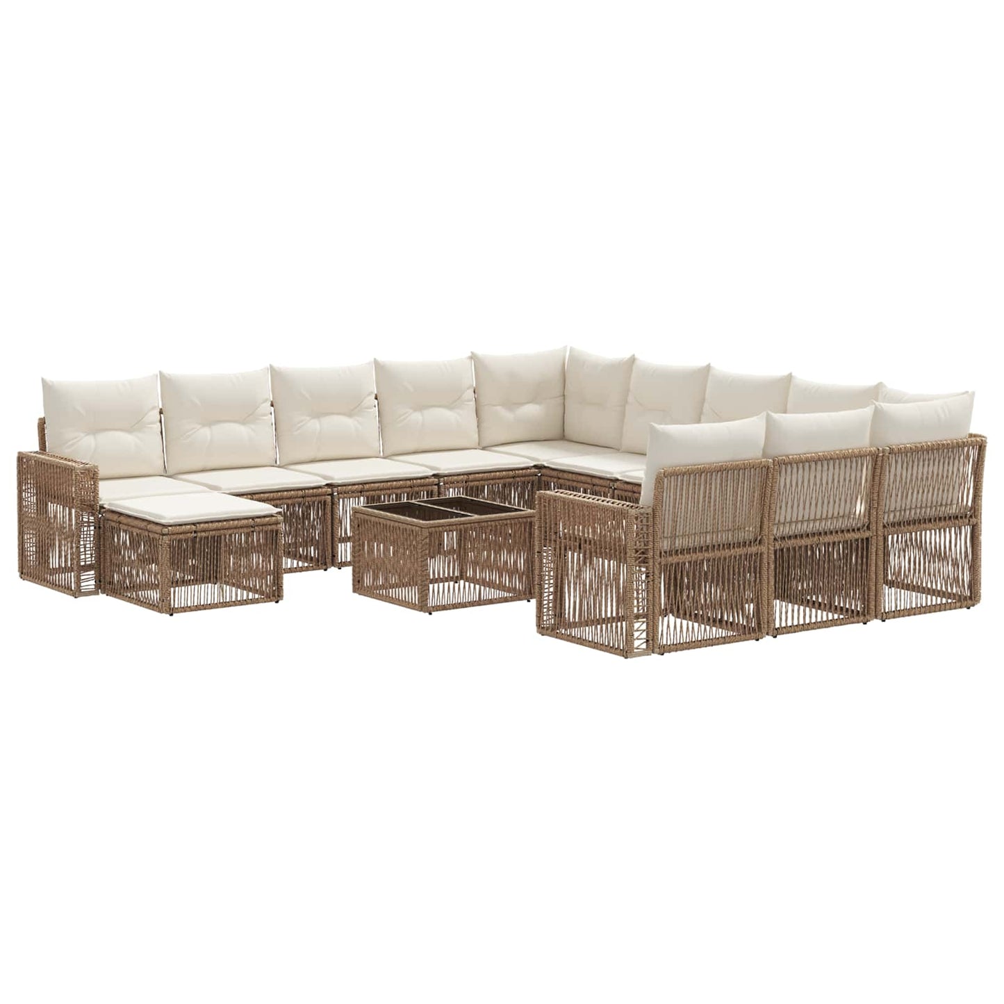 Tuinbankenset 13 pcs Beige en Crème Wit poly rattan is nu te koop bij PeponiXL, paradijselijk wonen!