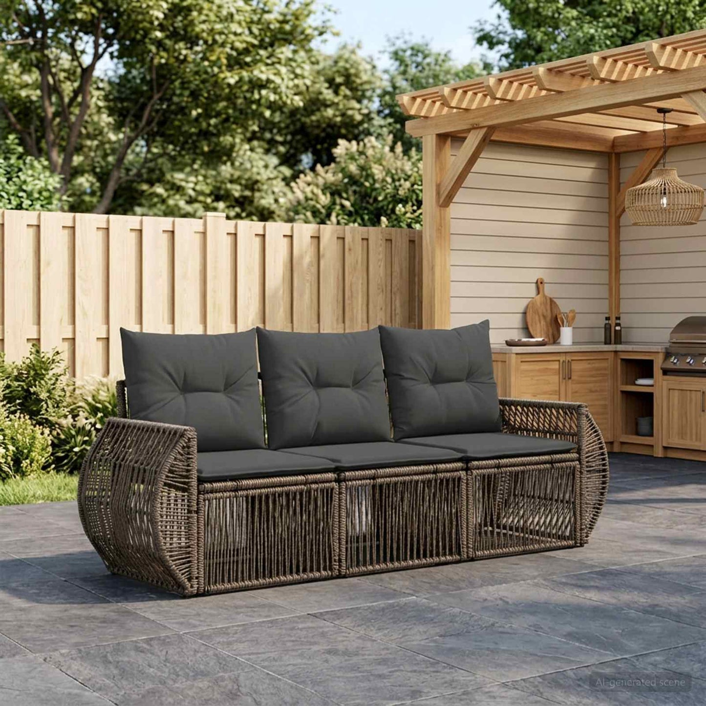 Tuinbankenset 3 pcs Grijs en Donkergrijs poly rattan is nu te koop bij PeponiXL, paradijselijk wonen!