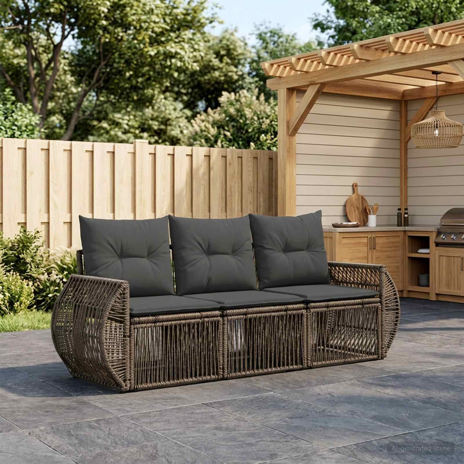 Tuinbankenset 3 pcs Grijs en Donkergrijs poly rattan is nu te koop bij PeponiXL, paradijselijk wonen!