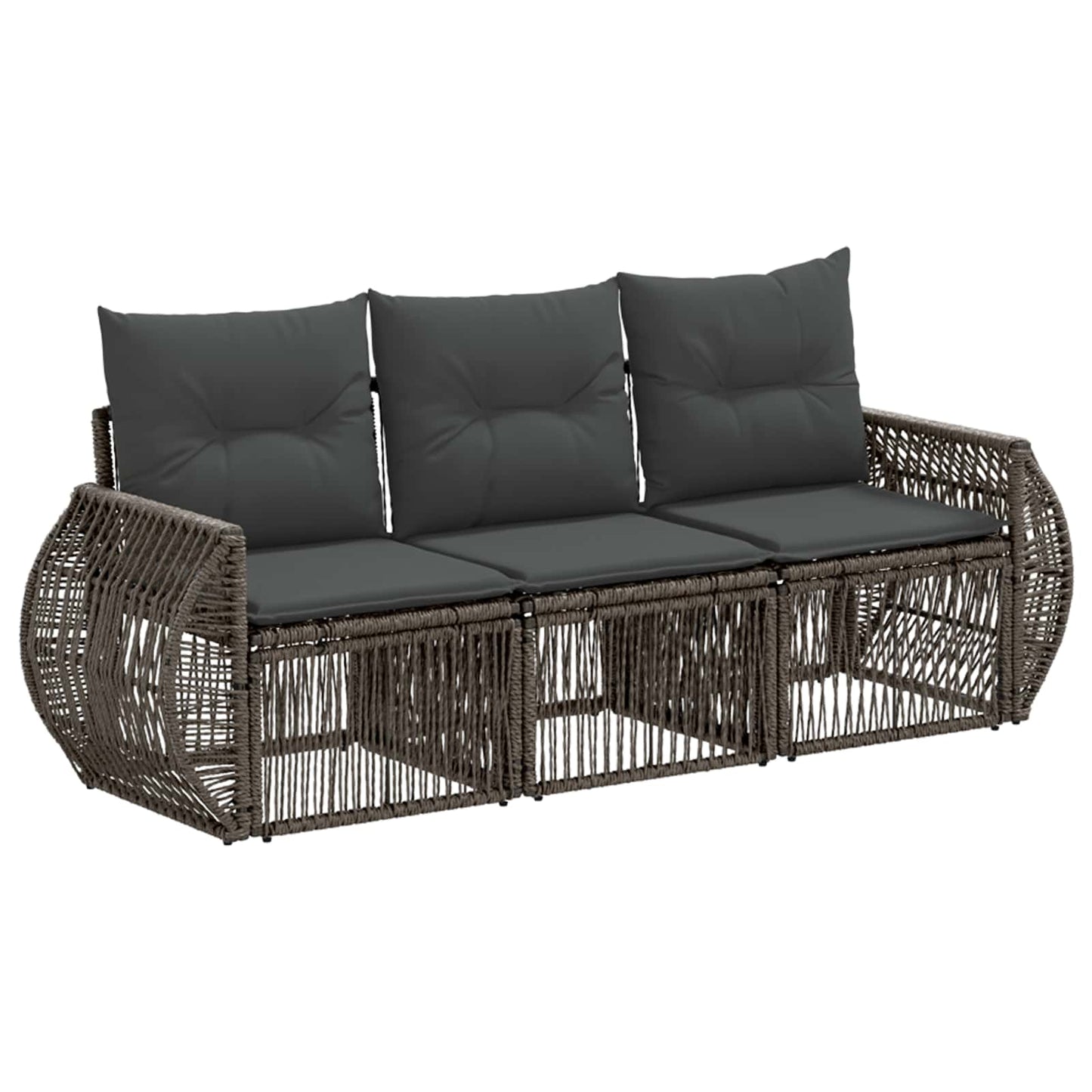 Tuinbankenset 3 pcs Grijs en Donkergrijs poly rattan is nu te koop bij PeponiXL, paradijselijk wonen!