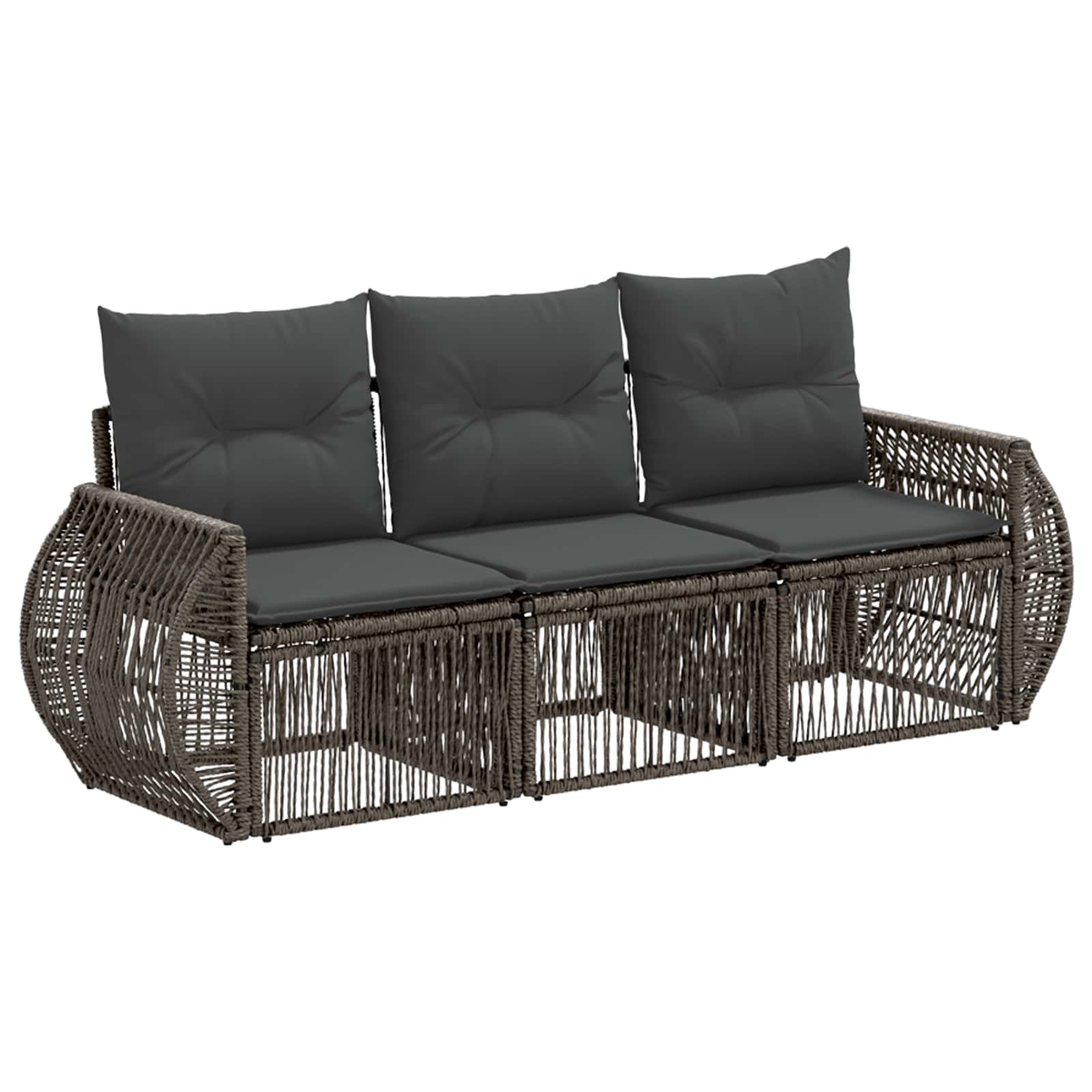 Tuinbankenset 3 pcs Grijs en Donkergrijs poly rattan is nu te koop bij PeponiXL, paradijselijk wonen!