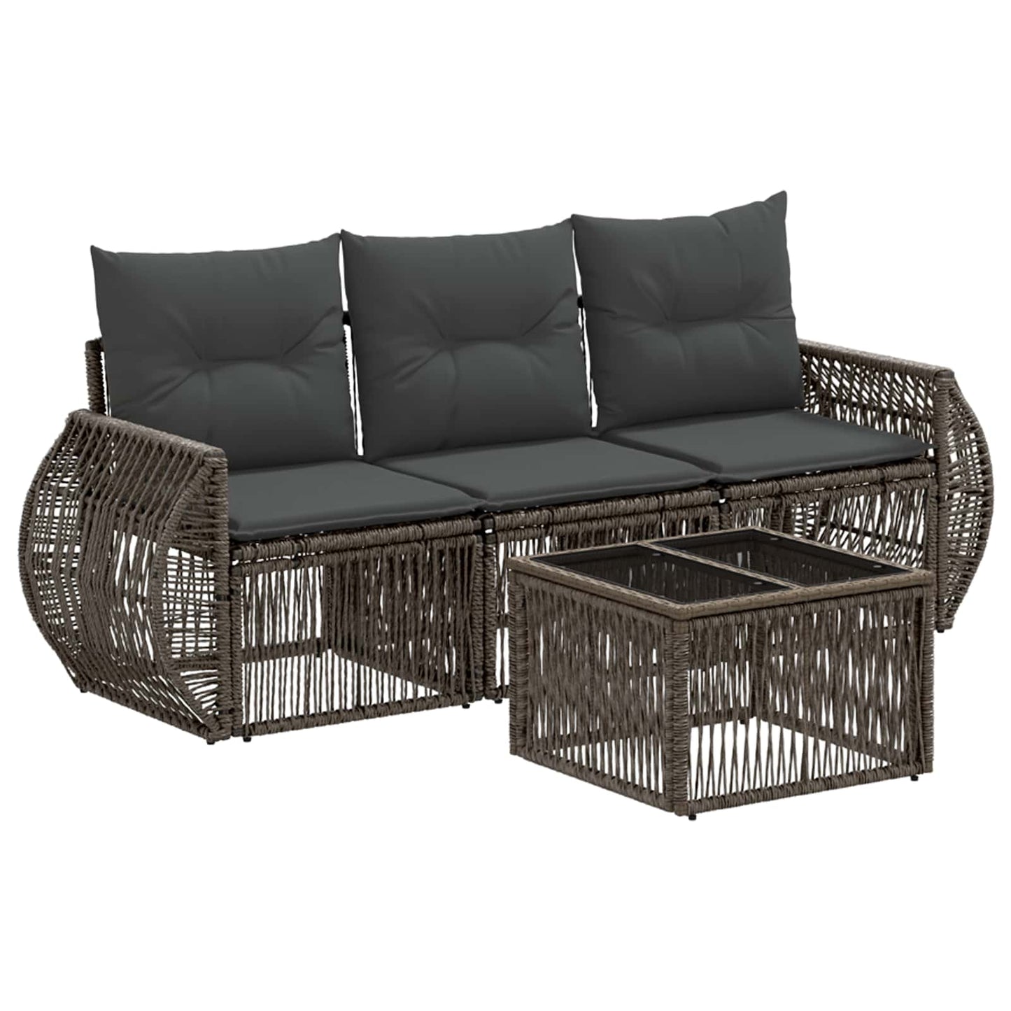 Tuinbankenset 4 pcs Grijs en Donkergrijs poly rattan is nu te koop bij PeponiXL, paradijselijk wonen!