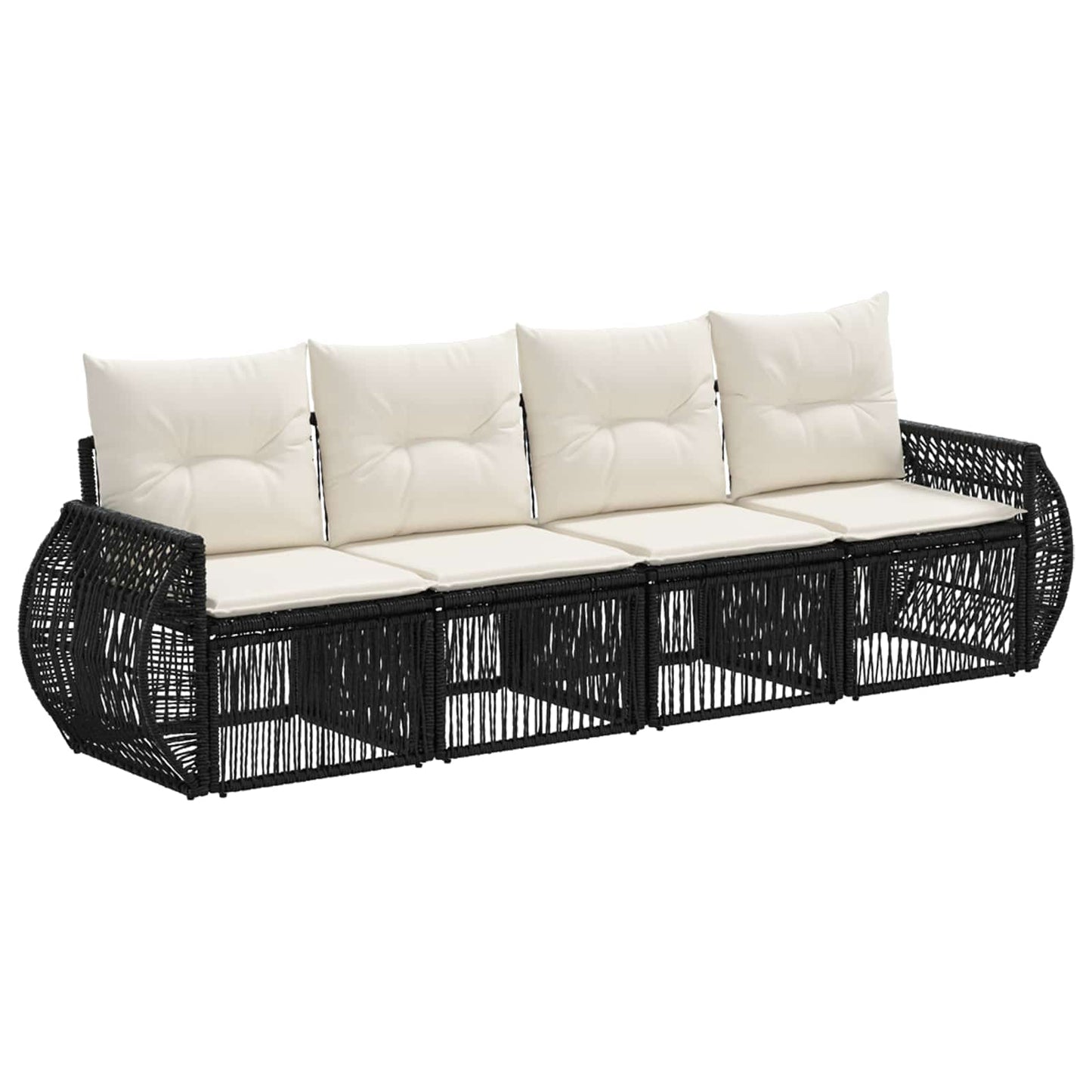 Tuinbankenset 4 pcs Zwart en Cream Wit poly rattan is nu te koop bij PeponiXL, paradijselijk wonen!