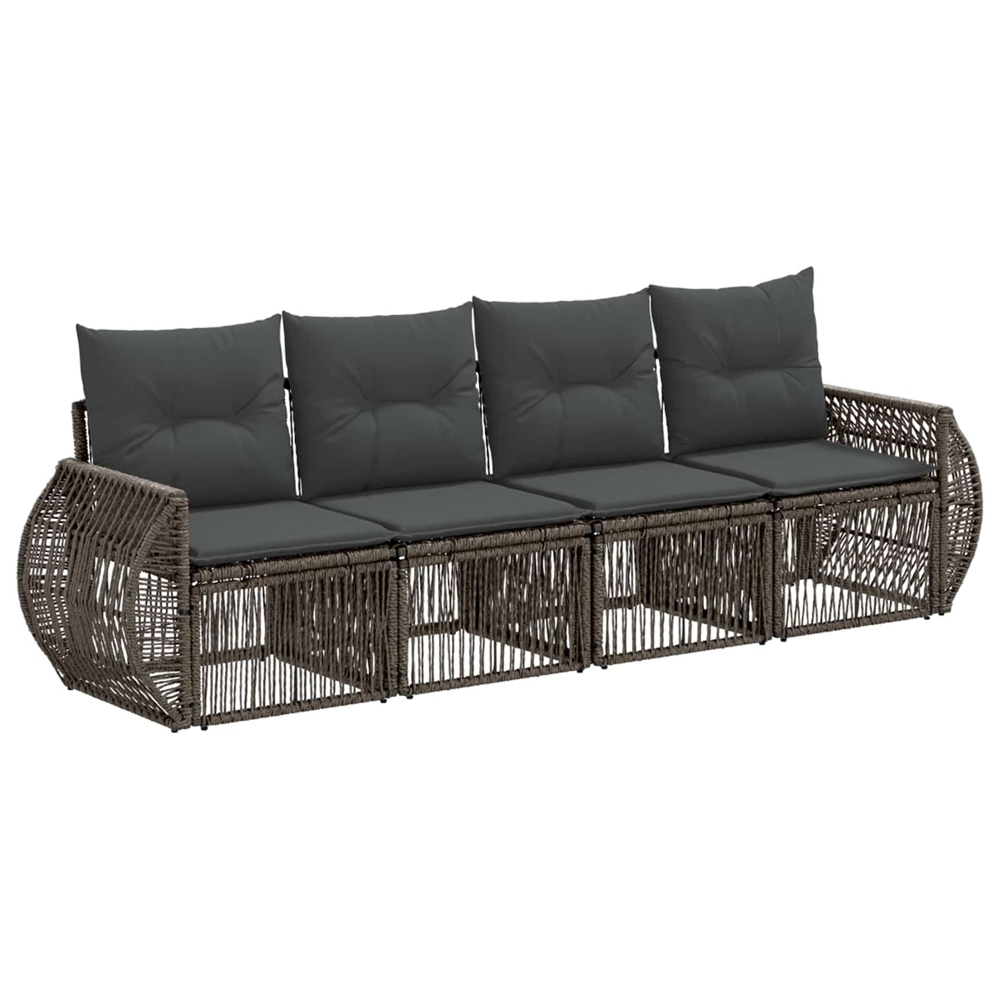 Tuinbankenset 4 pcs Grijs en Donkergrijs poly rattan is nu te koop bij PeponiXL, paradijselijk wonen!