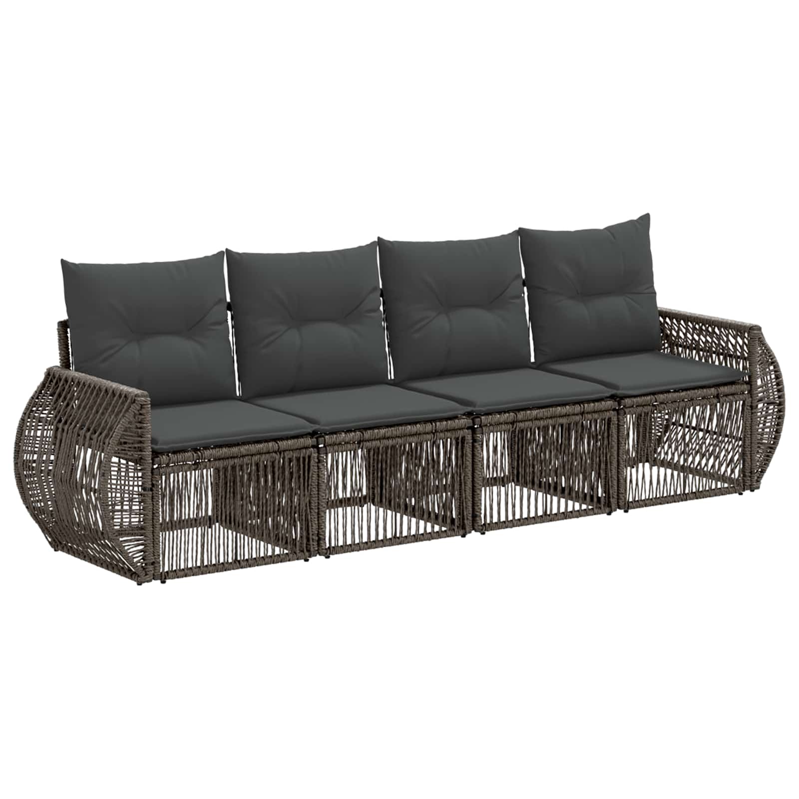 Tuinbankenset 4 pcs Grijs en Donkergrijs poly rattan is nu te koop bij PeponiXL, paradijselijk wonen!