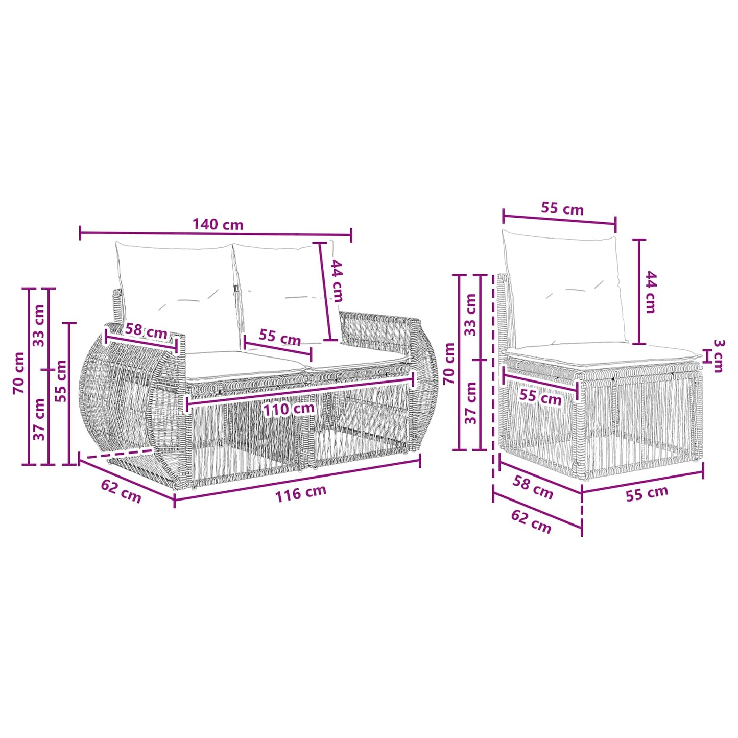 Tuinbankenset 4 pcs Grijs en Donkergrijs poly rattan is nu te koop bij PeponiXL, paradijselijk wonen!