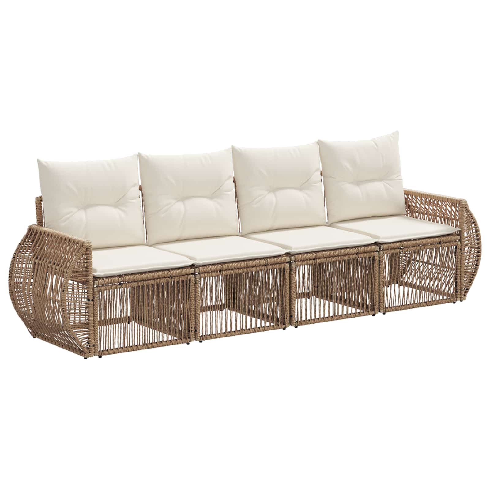 Tuinbankenset 4 pcs Beige en Crème Wit poly rattan is nu te koop bij PeponiXL, paradijselijk wonen!