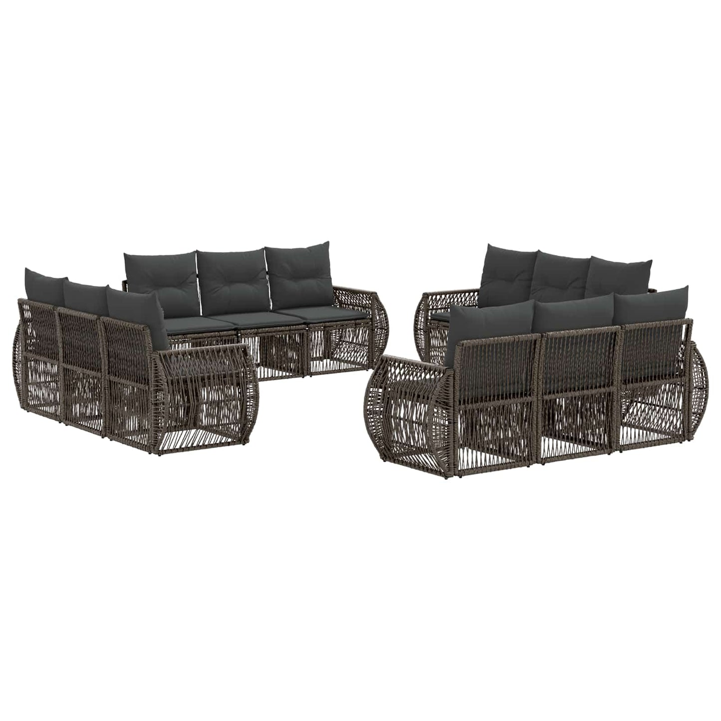 Tuinbankenset 12 pcs Grijs en Donkergrijs poly rattan is nu te koop bij PeponiXL, paradijselijk wonen!