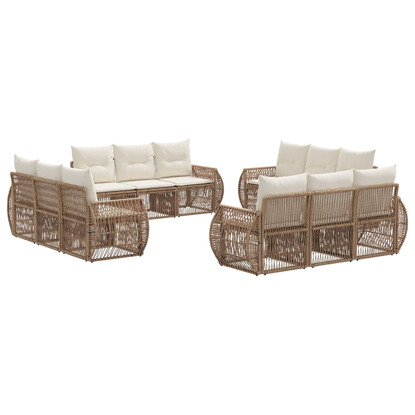 Tuinbankenset 12 pcs Beige en Crème Wit poly rattan is nu te koop bij PeponiXL, paradijselijk wonen!