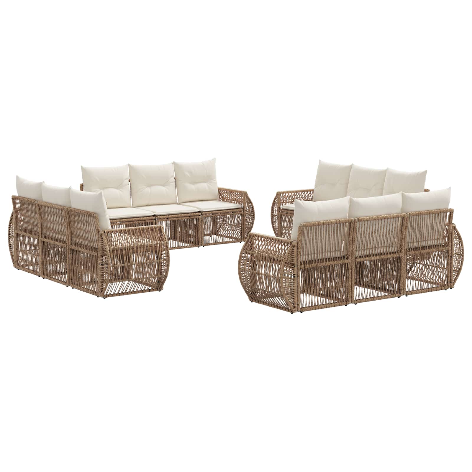 Tuinbankenset 12 pcs Beige en Crème Wit poly rattan is nu te koop bij PeponiXL, paradijselijk wonen!