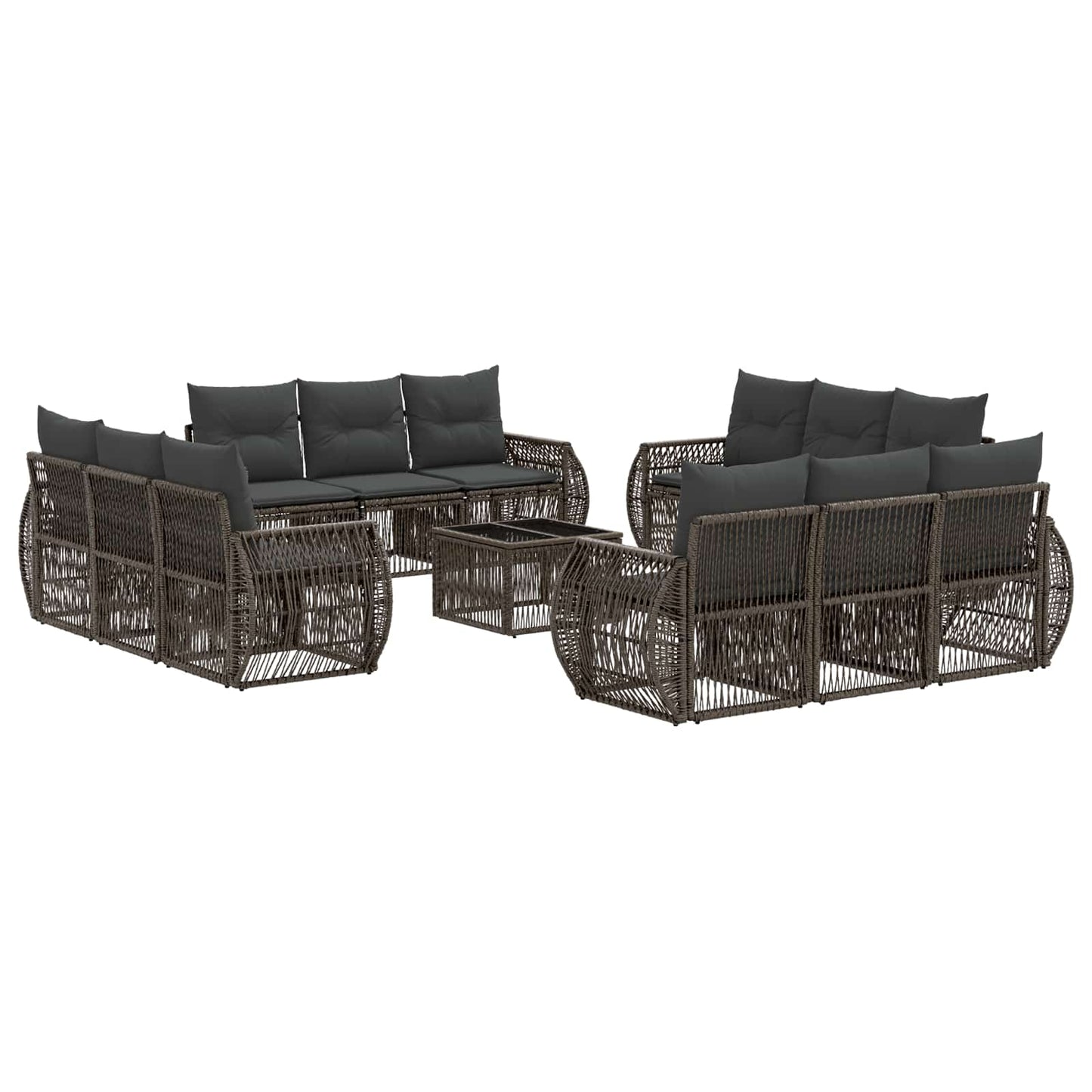 Tuinbankenset 13 pcs Grijs en Donkergrijs poly rattan is nu te koop bij PeponiXL, paradijselijk wonen!