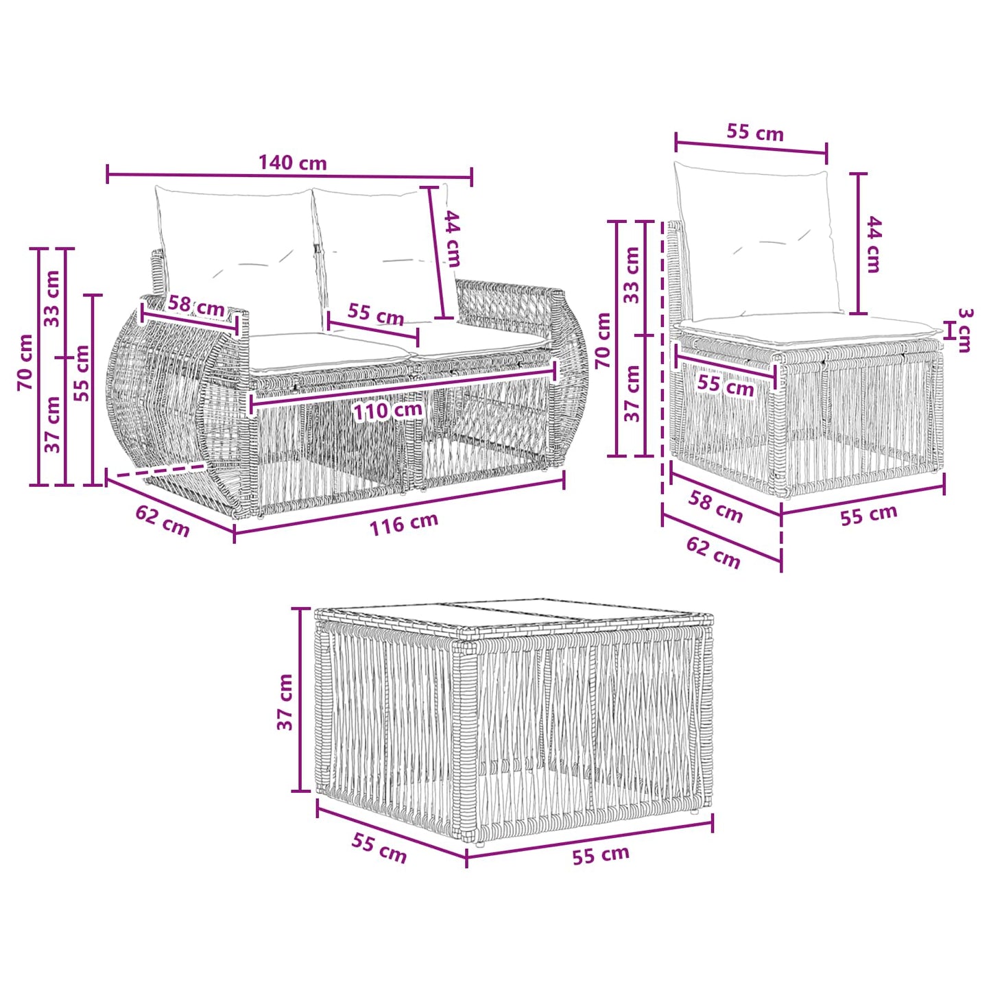 Tuinbankenset 13 pcs Grijs en Donkergrijs poly rattan is nu te koop bij PeponiXL, paradijselijk wonen!