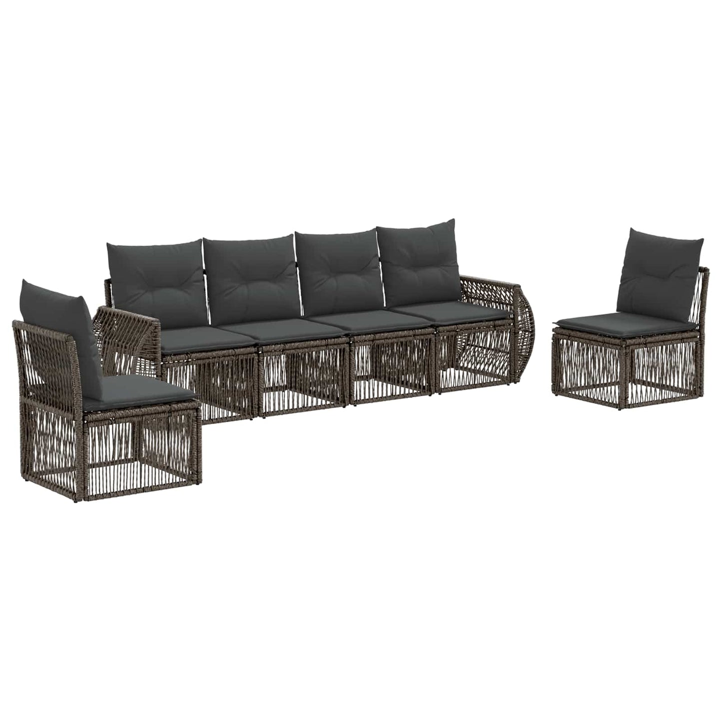 Tuinbankenset 6 pcs Grijs en Donkergrijs poly rattan is nu te koop bij PeponiXL, paradijselijk wonen!