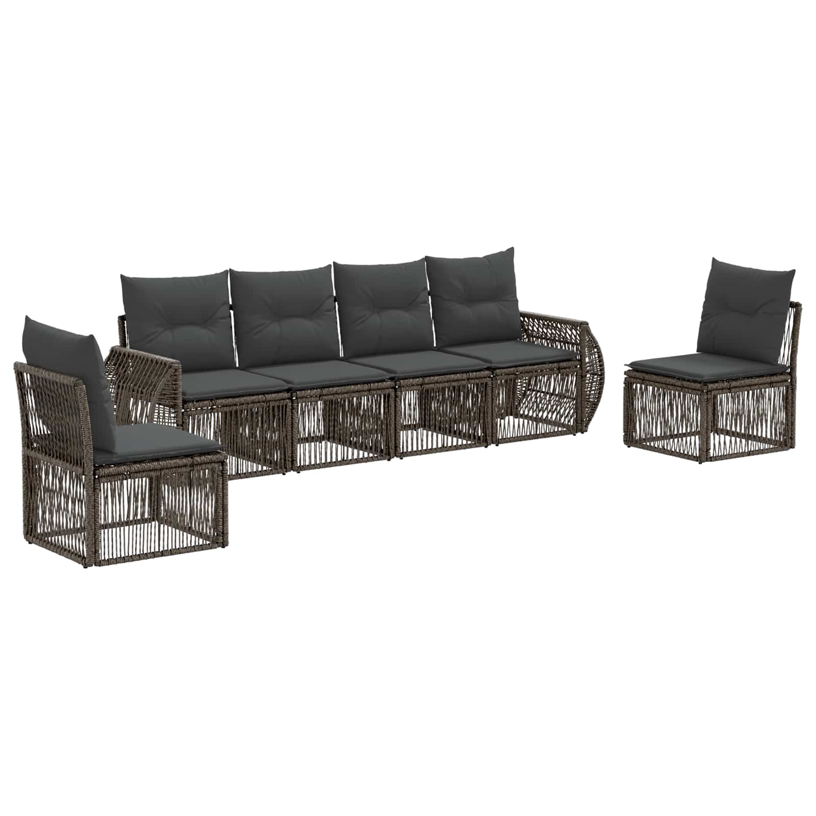 Tuinbankenset 6 pcs Grijs en Donkergrijs poly rattan is nu te koop bij PeponiXL, paradijselijk wonen!