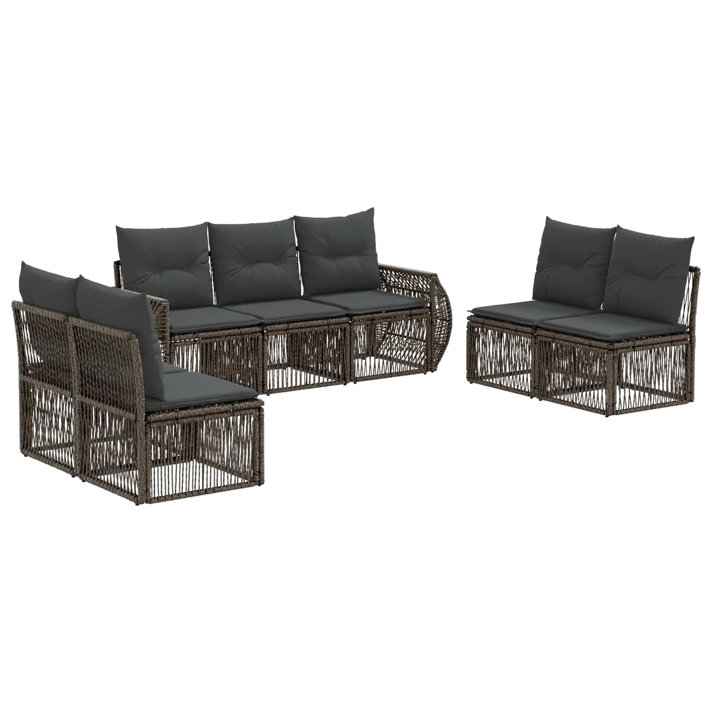 Tuinbankenset 7 pcs Grijs en Donkergrijs poly rattan is nu te koop bij PeponiXL, paradijselijk wonen!