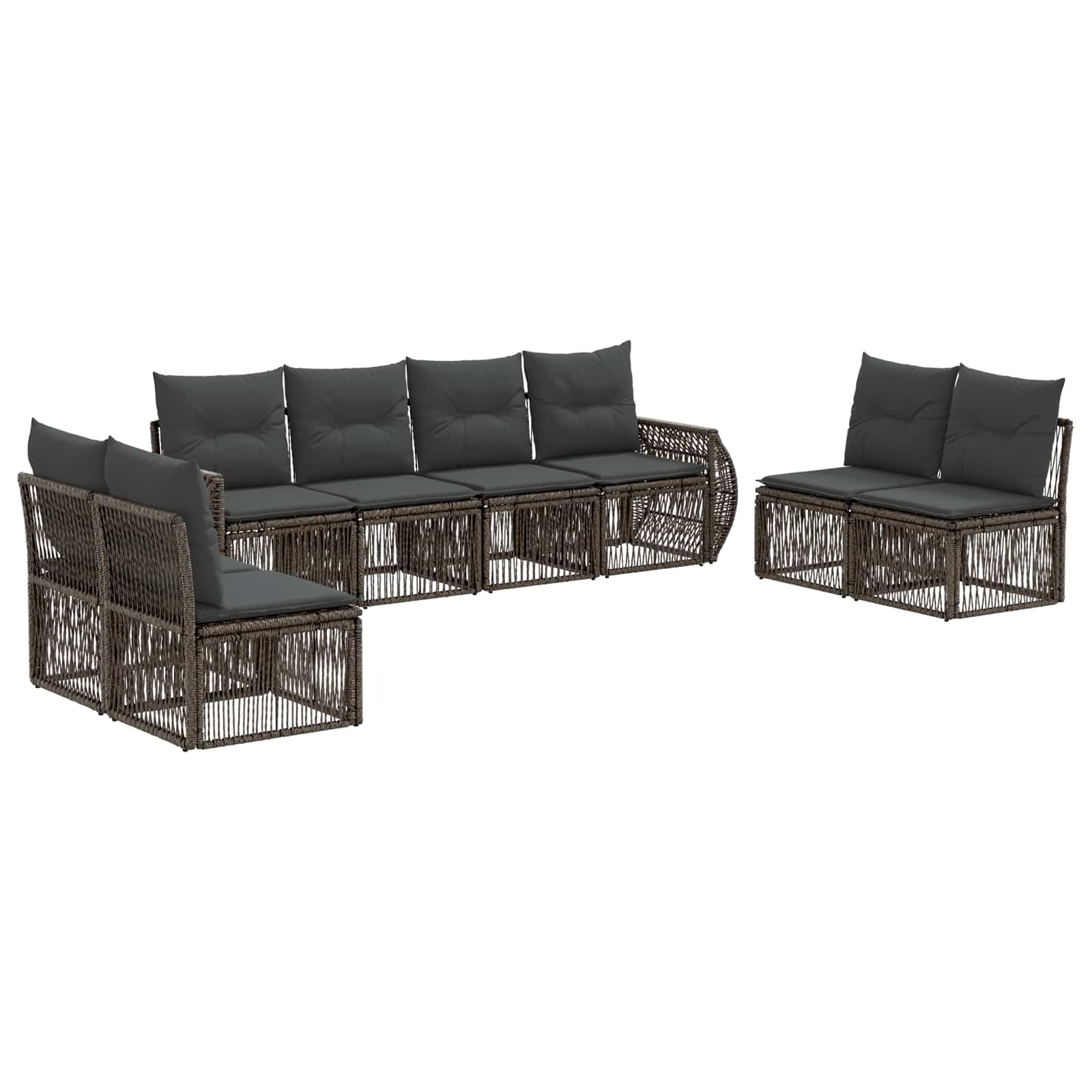 Tuinbankenset 8 pcs Grijs en Donkergrijs poly rattan is nu te koop bij PeponiXL, paradijselijk wonen!
