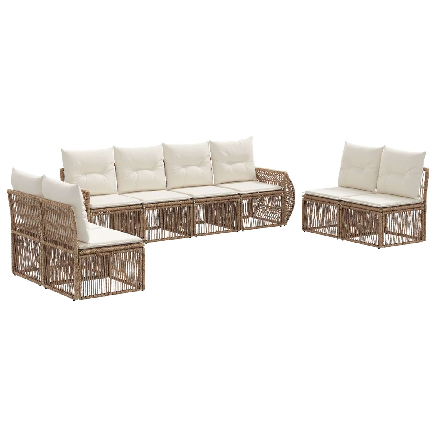 Tuinbankenset 8 pcs Beige en Crème Wit poly rattan is nu te koop bij PeponiXL, paradijselijk wonen!