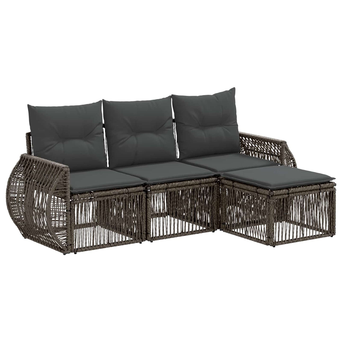 Tuinbankenset 4 pcs Grijs en Donkergrijs poly rattan is nu te koop bij PeponiXL, paradijselijk wonen!