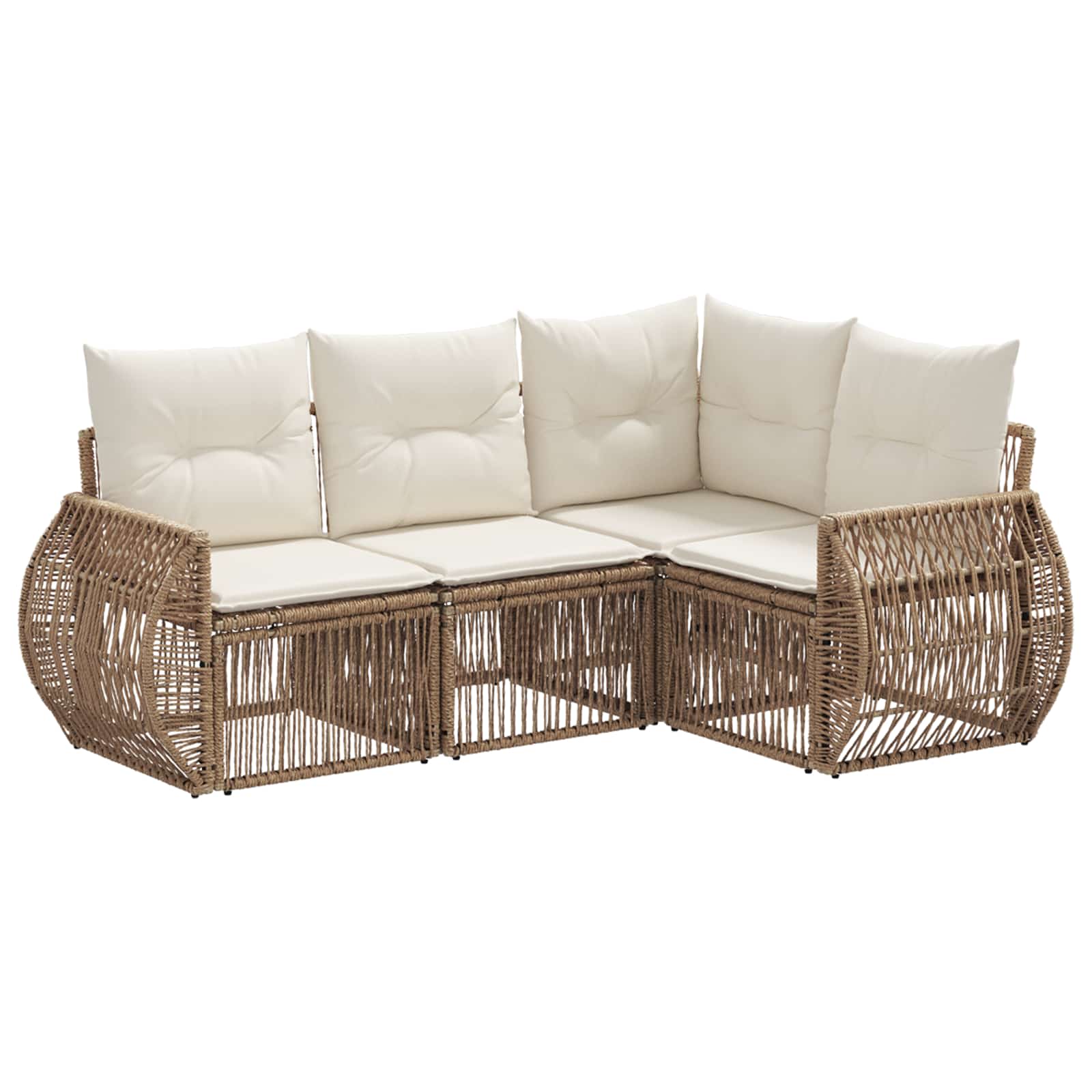 Tuinbankenset 4 pcs Beige en Crème Wit poly rattan is nu te koop bij PeponiXL, paradijselijk wonen!