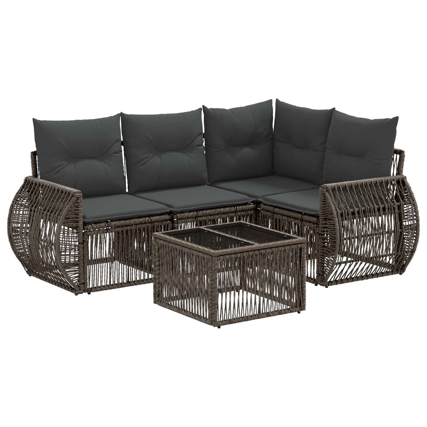 Tuinbankenset 5 pcs Grijs en Donkergrijs poly rattan is nu te koop bij PeponiXL, paradijselijk wonen!