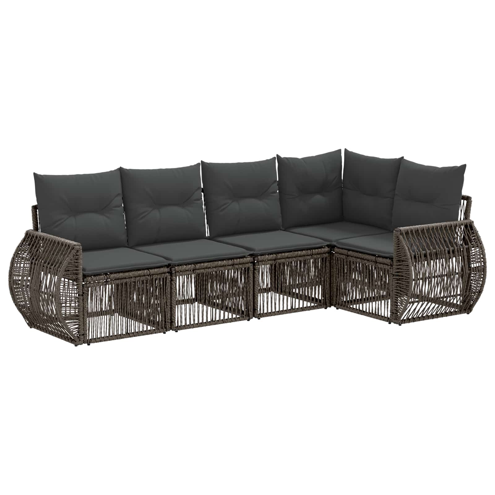 Tuinbankenset 5 pcs Grijs en Donkergrijs poly rattan is nu te koop bij PeponiXL, paradijselijk wonen!