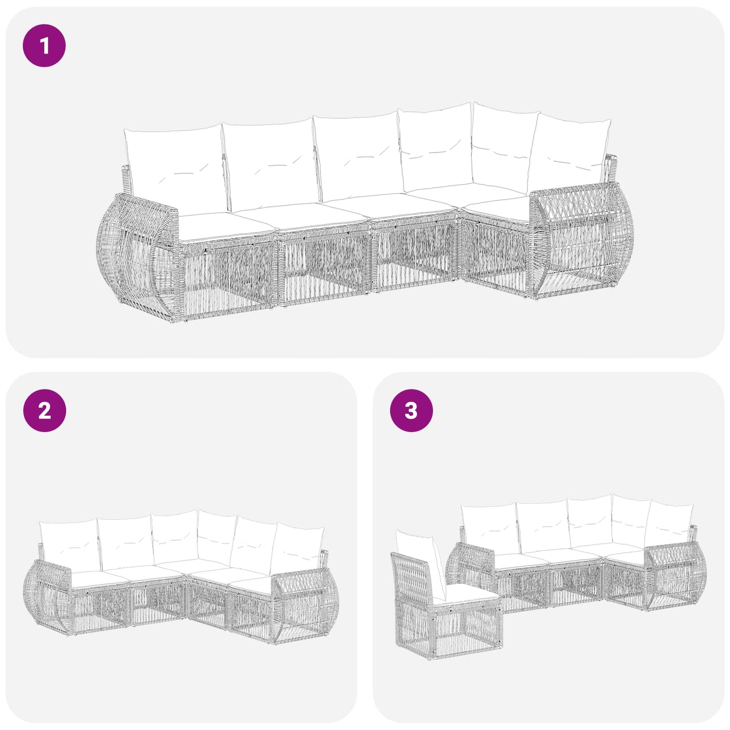Tuinbankenset 5 pcs Grijs en Donkergrijs poly rattan is nu te koop bij PeponiXL, paradijselijk wonen!