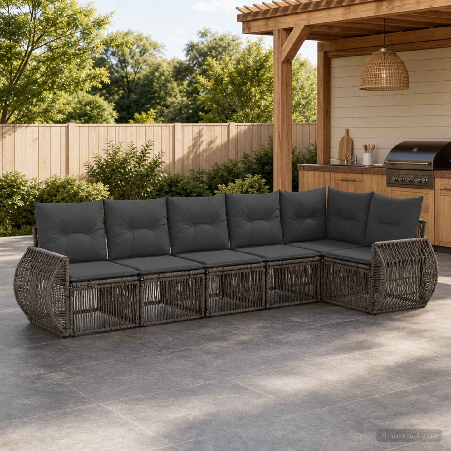 Tuinbankenset 6 pcs Grijs en Donkergrijs poly rattan is nu te koop bij PeponiXL, paradijselijk wonen!