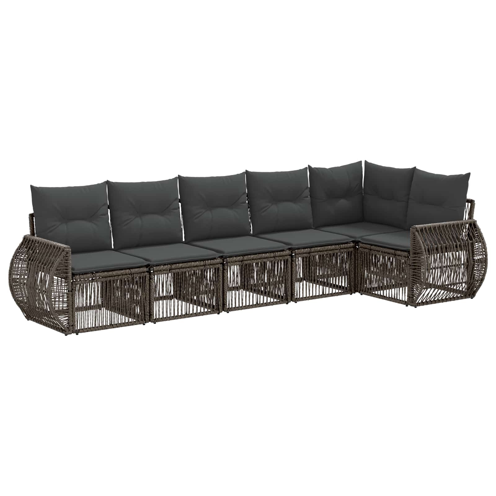 Tuinbankenset 6 pcs Grijs en Donkergrijs poly rattan is nu te koop bij PeponiXL, paradijselijk wonen!