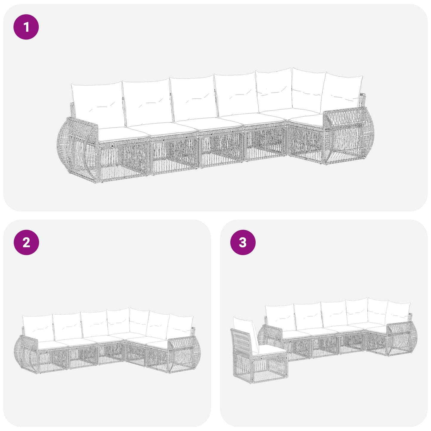 Tuinbankenset 6 pcs Grijs en Donkergrijs poly rattan is nu te koop bij PeponiXL, paradijselijk wonen!