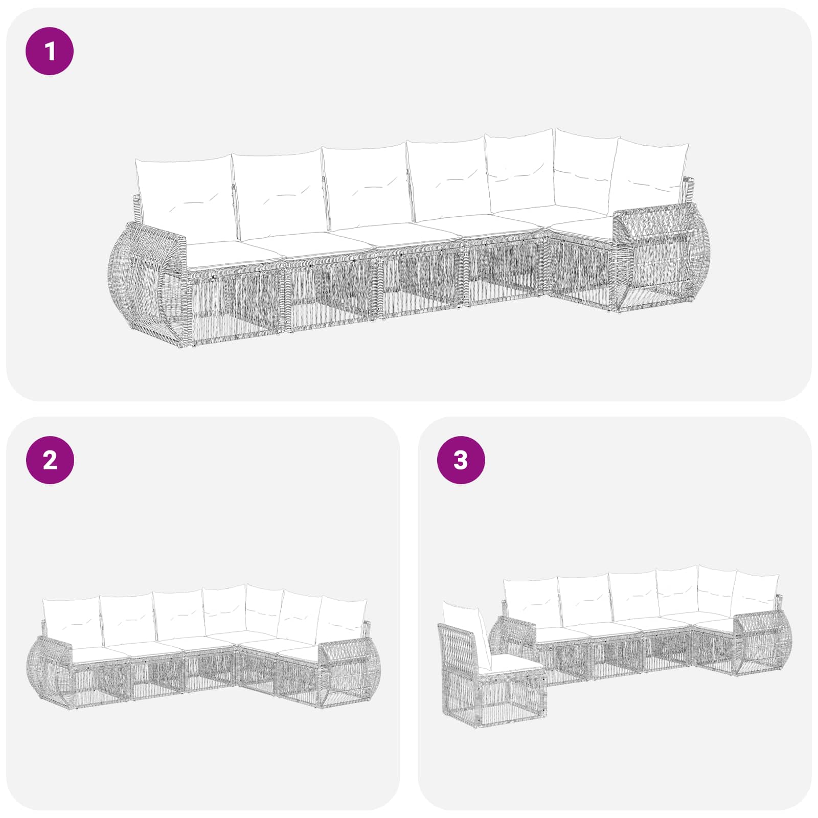 Tuinbankenset 6 pcs Grijs en Donkergrijs poly rattan is nu te koop bij PeponiXL, paradijselijk wonen!