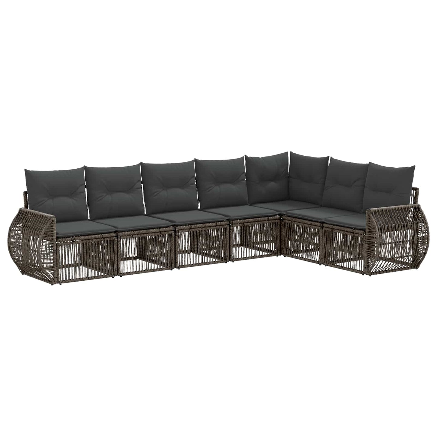Tuinbankenset 7 pcs Grijs en Donkergrijs poly rattan is nu te koop bij PeponiXL, paradijselijk wonen!