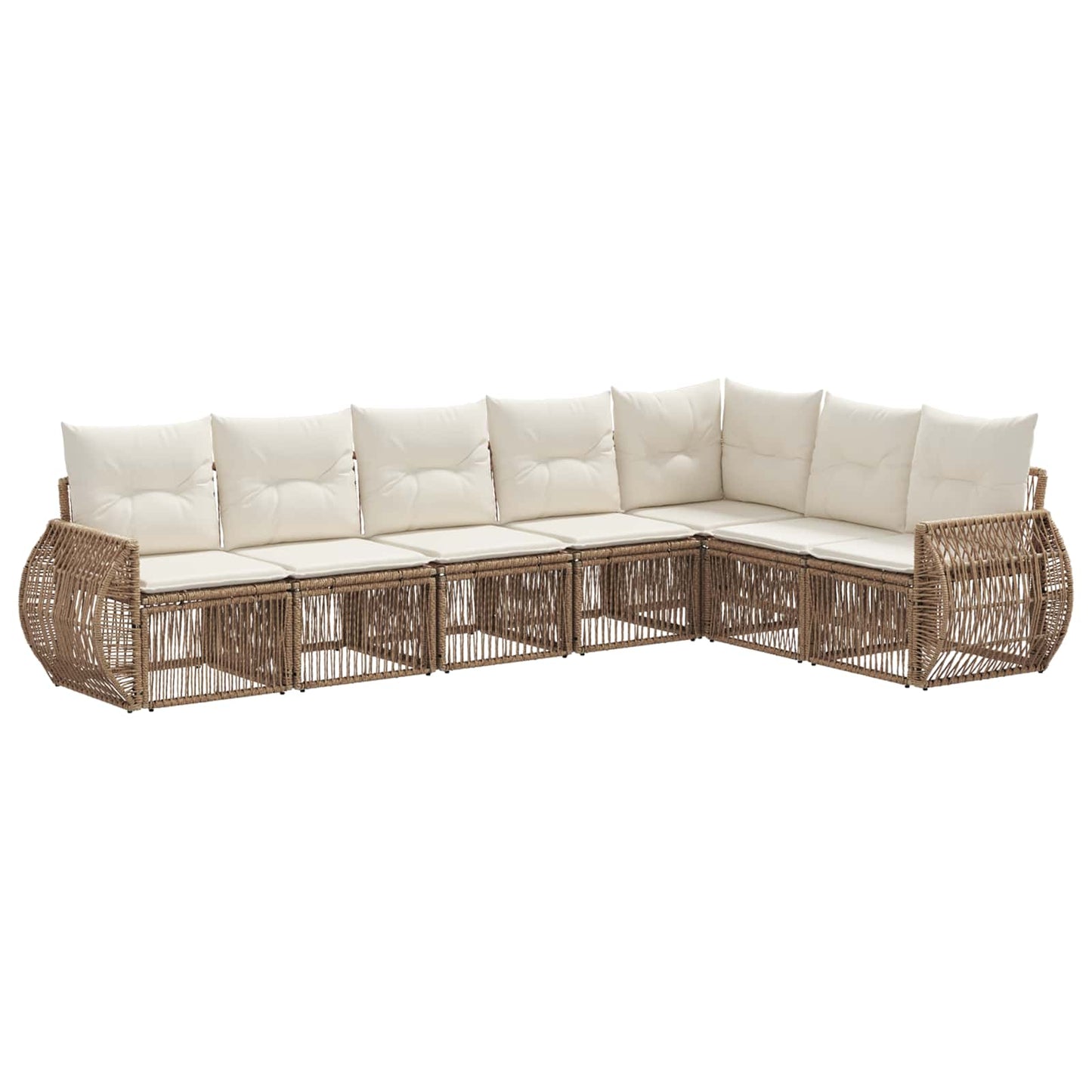 Tuinbankenset 7 pcs Beige en Crème Wit poly rattan is nu te koop bij PeponiXL, paradijselijk wonen!
