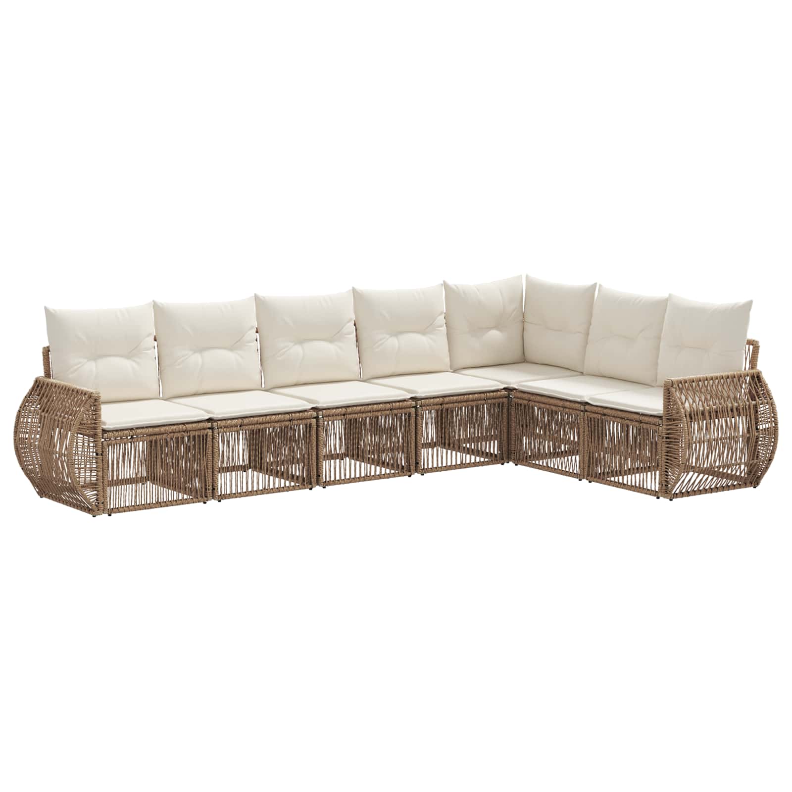 Tuinbankenset 7 pcs Beige en Crème Wit poly rattan is nu te koop bij PeponiXL, paradijselijk wonen!