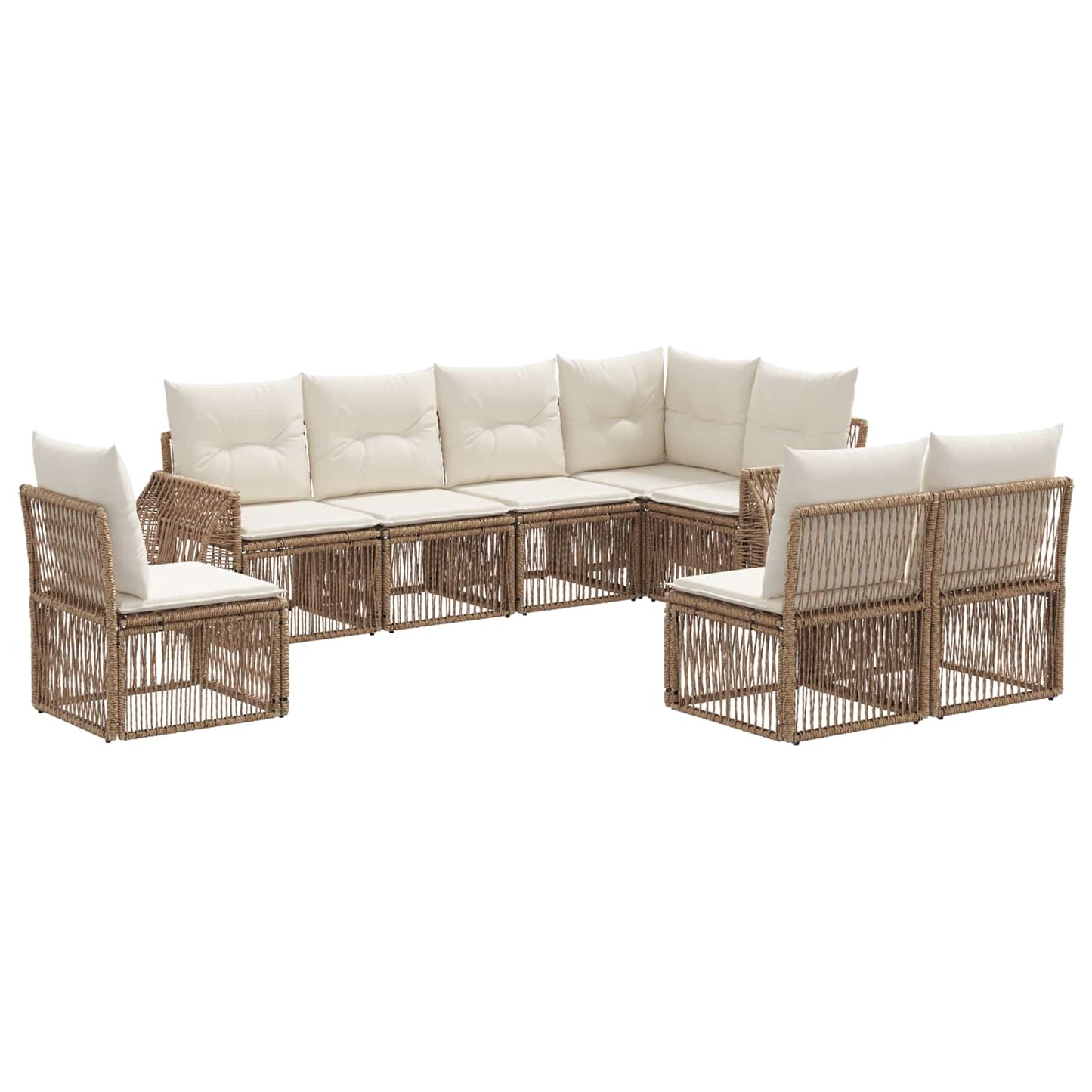 Tuinbankenset 8 pcs Beige en Crème Wit poly rattan is nu te koop bij PeponiXL, paradijselijk wonen!