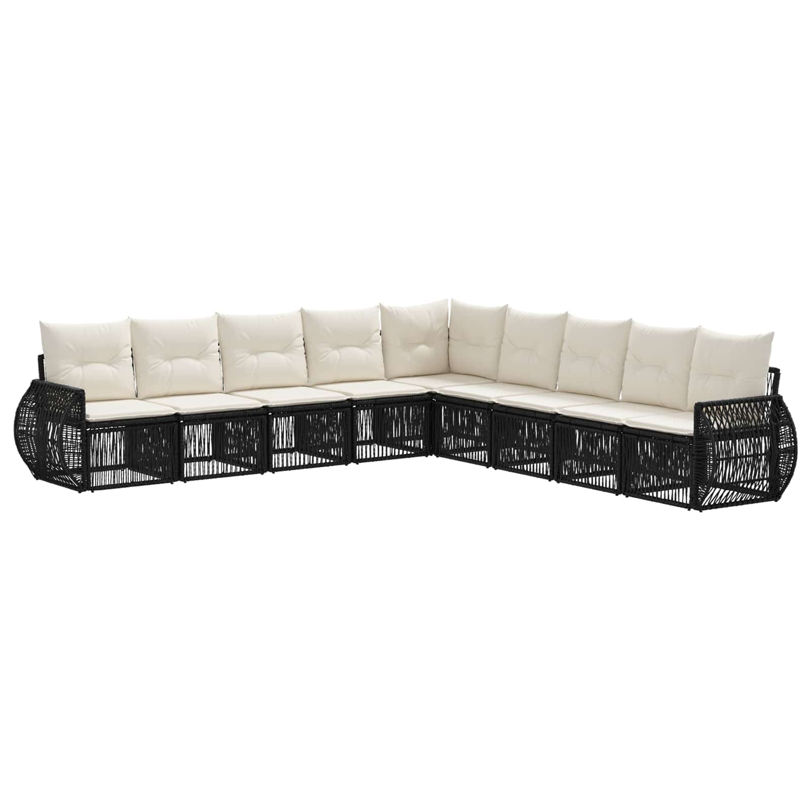 Tuinbankenset 9 pcs Zwart en Cream Wit poly rattan is nu te koop bij PeponiXL, paradijselijk wonen!