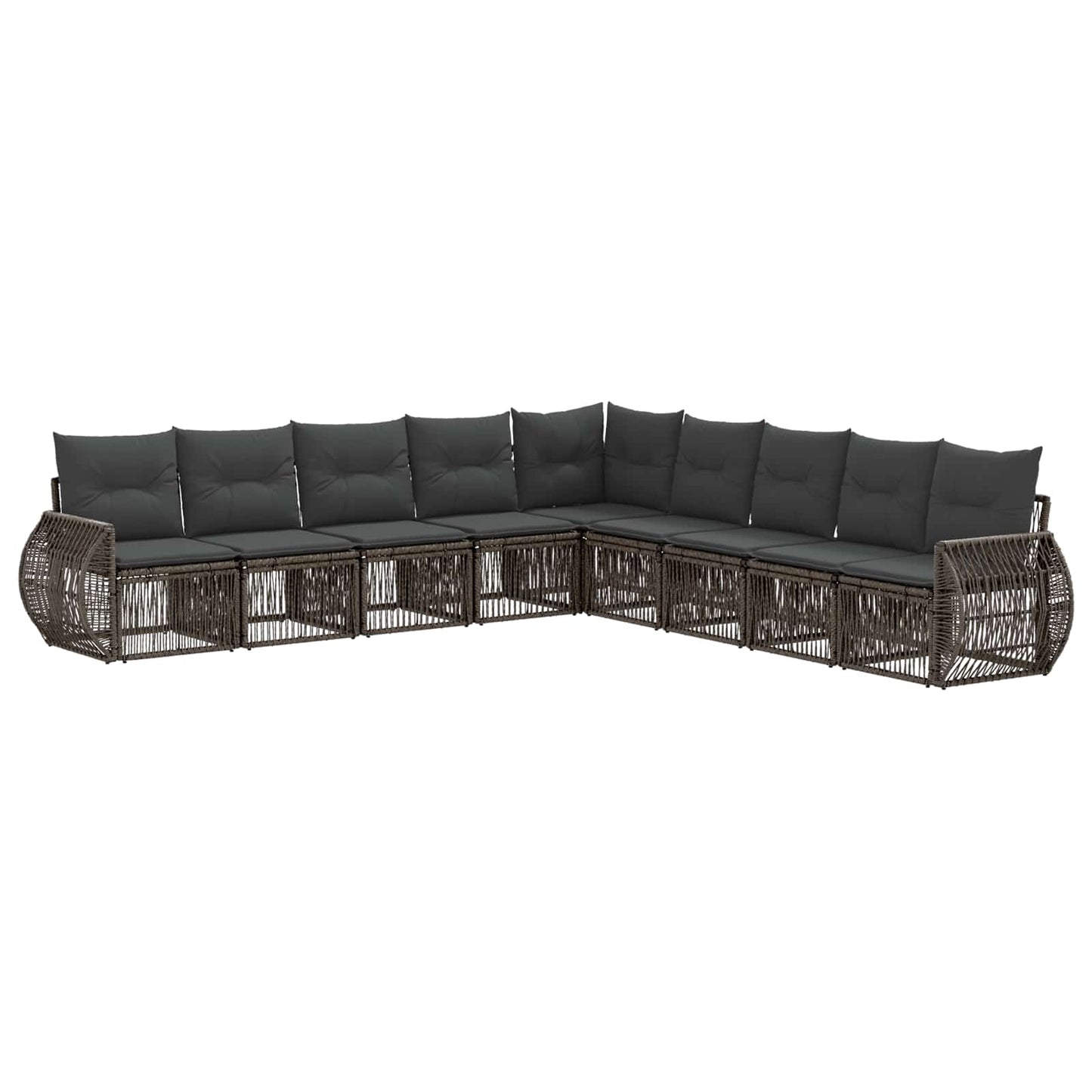 Tuinbankenset 9 pcs Grijs en Donkergrijs poly rattan is nu te koop bij PeponiXL, paradijselijk wonen!