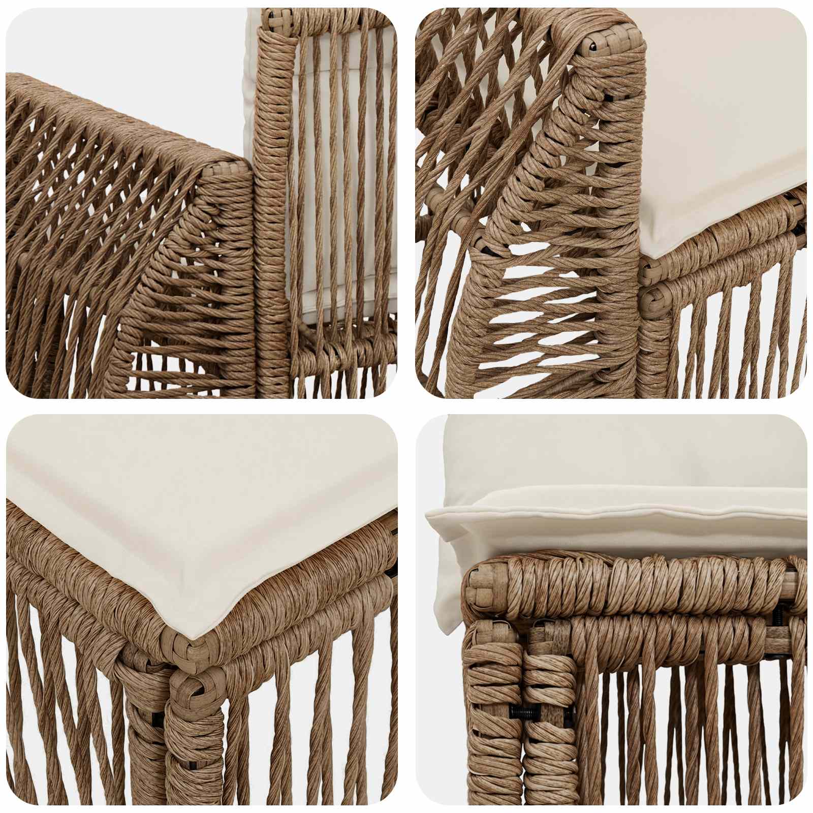 Tuinbankenset 9 pcs Beige en Crème Wit poly rattan is nu te koop bij PeponiXL, paradijselijk wonen!