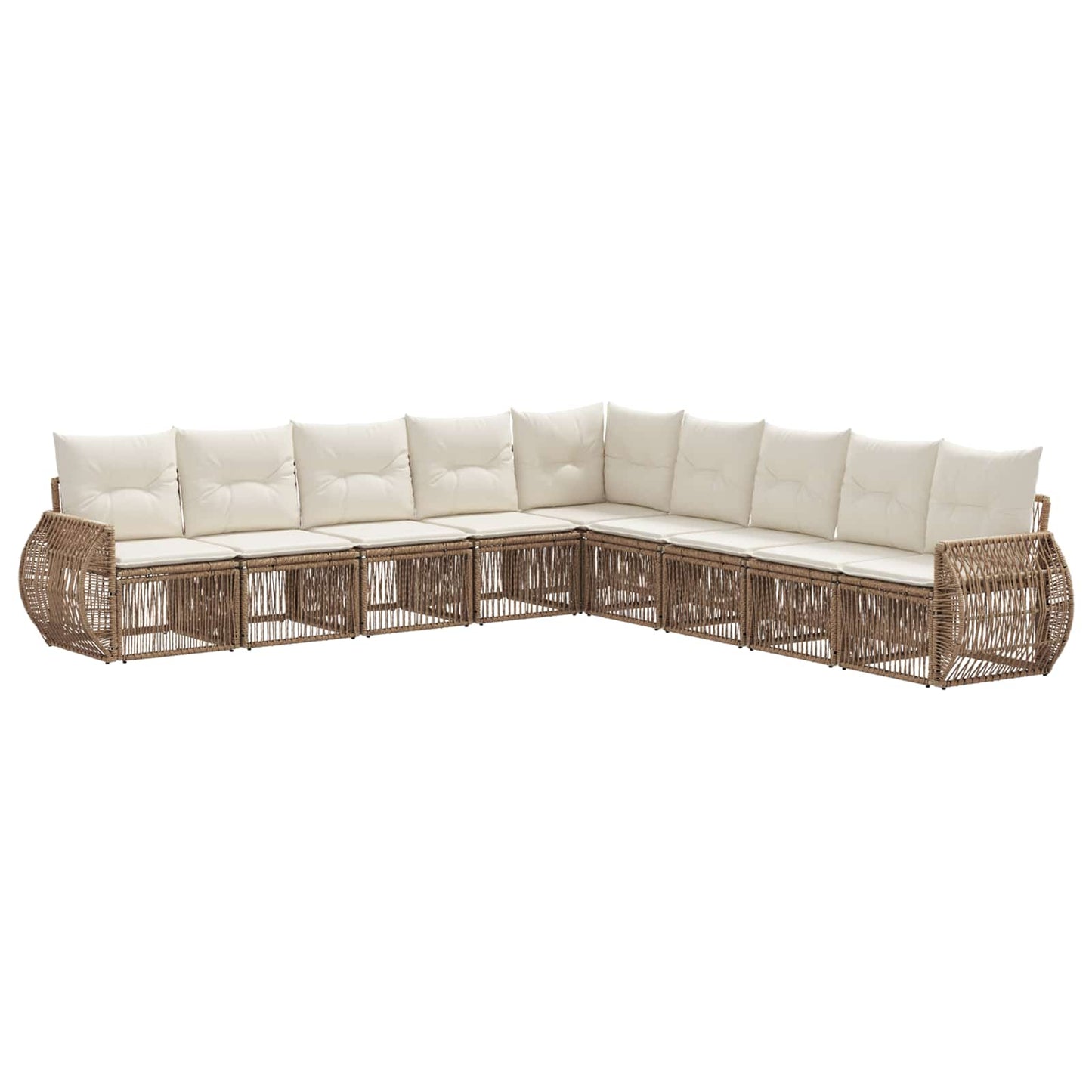 Tuinbankenset 9 pcs Beige en Crème Wit poly rattan is nu te koop bij PeponiXL, paradijselijk wonen!