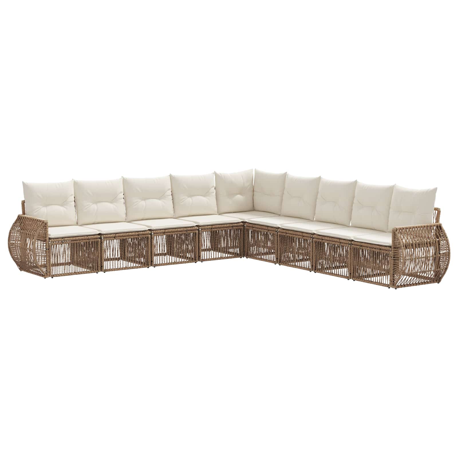 Tuinbankenset 9 pcs Beige en Crème Wit poly rattan is nu te koop bij PeponiXL, paradijselijk wonen!