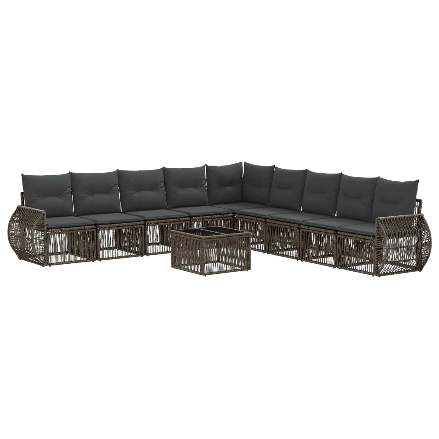 Tuinbankenset 10 pcs Grijs en Donkergrijs poly rattan is nu te koop bij PeponiXL, paradijselijk wonen!