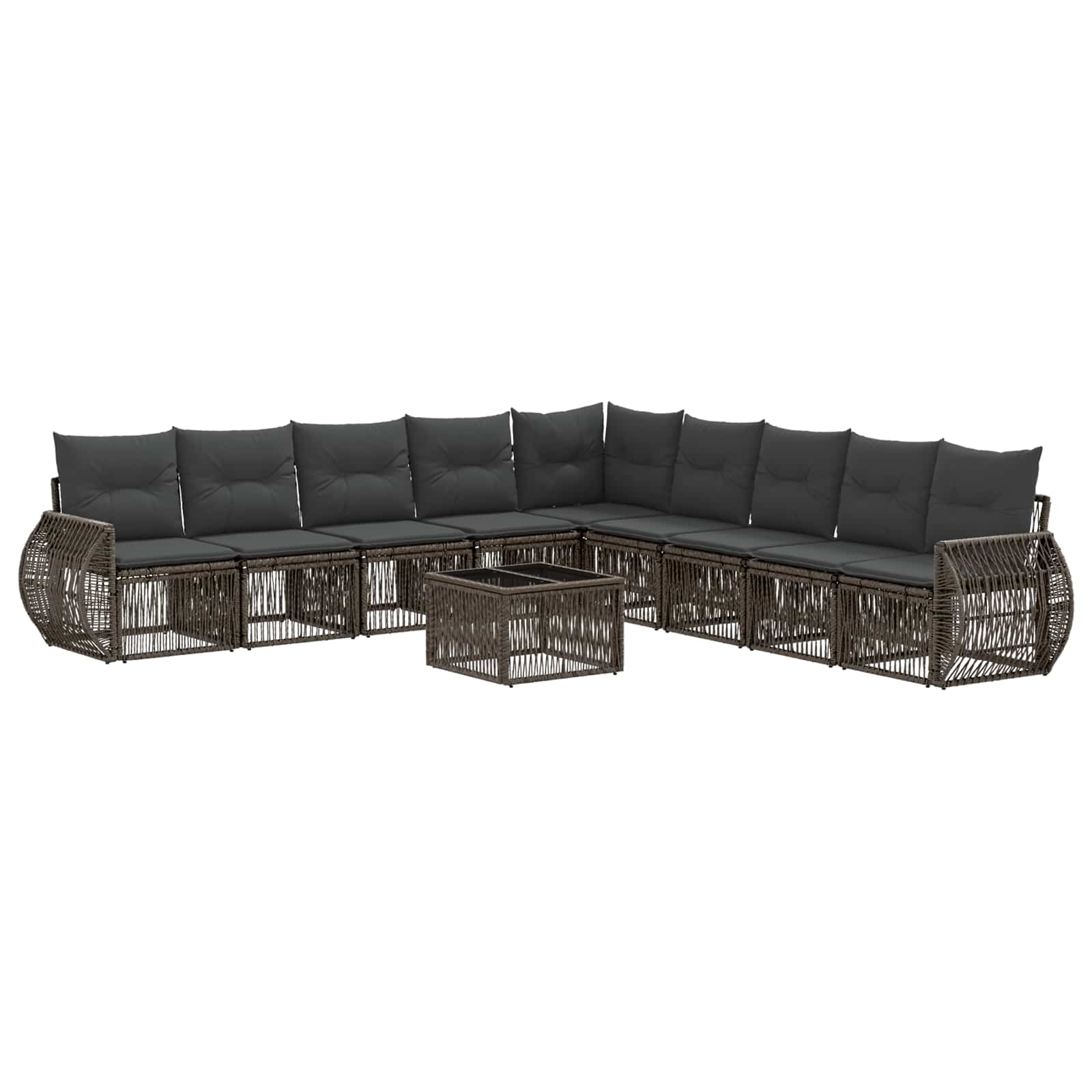 Tuinbankenset 10 pcs Grijs en Donkergrijs poly rattan is nu te koop bij PeponiXL, paradijselijk wonen!